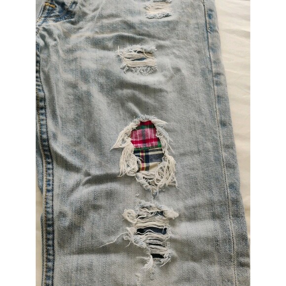 Hollister Jeans Women's REAL Boyfriend Slim Patch Distressed Handmade 32/29 READ - Picture 6 of 16